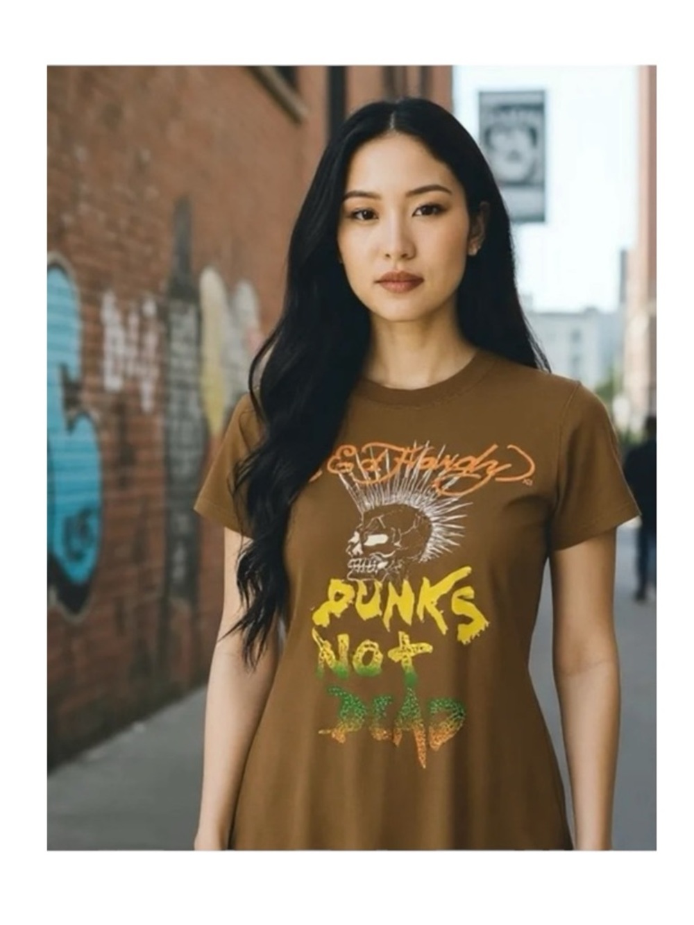 new Ed Hardy ☻︎ Punks Not Dead ☻︎ Barefoot Tee T Shirt Dress ☻︎ Tattoo Crystals